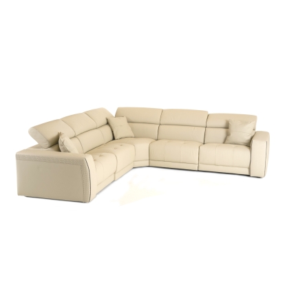 LA Furniture Dalton Modern Italian Cream Leather Sectional Sofa + Recliners VGCCDALTON-WHT2-SECT Contemporary Style by Vig Furnitrue Number 81711 Catch Home Goods