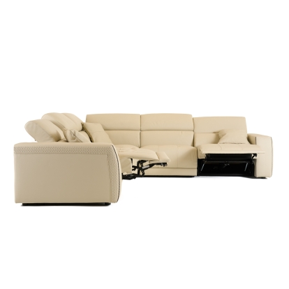 LA Furniture Dalton Modern Italian Cream Leather Sectional Sofa + Recliners VGCCDALTON-WHT2-SECT Contemporary Style by Vig Furnitrue Number 81711 Catch Home Goods