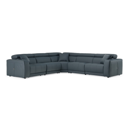 LA Furniture Dalton Modern Italian Blue Leather Sectional Sofa + Recliners VGDT-DALTON-SECT-BLU Contemporary Style by Vig Furnitrue Number 83420 Catch Home Goods
