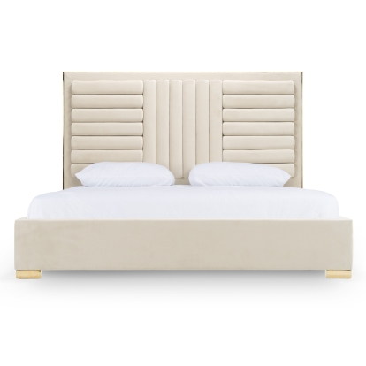 LA Furniture Daystar Modern Beige Velvet & Gold Bed VGVCBD1905-19-BGE-BED Contemporary Style by Vig Furnitrue Number 79494|80251|80576 Catch Home Goods