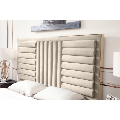 LA Furniture Daystar Modern Beige Velvet & Gold Bed VGVCBD1905-19-BGE-BED Contemporary Style by Vig Furnitrue Number 79494|80251|80576 Catch Home Goods