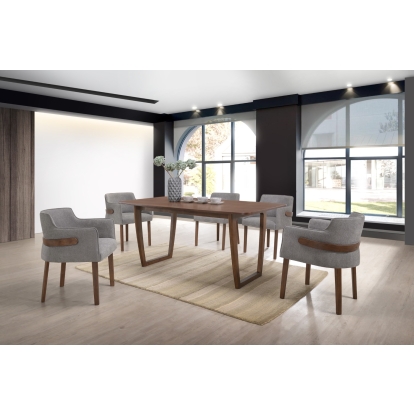 LA Furniture Jordan Modern Walnut & Grey Dining Set VGMAJORDAN-SET-2 Contemporary Style by Vig Furnitrue Number 74186 Catch Home Goods