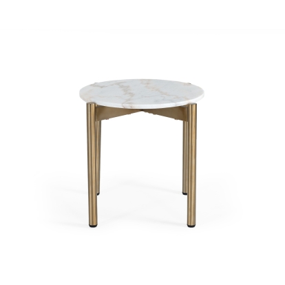 LA Furniture Denzel White Marble + Gold End Table VGGMM-ET-1581-WHT-ET Contemporary Style by Vig Furnitrue Number 79103 Catch Home Goods