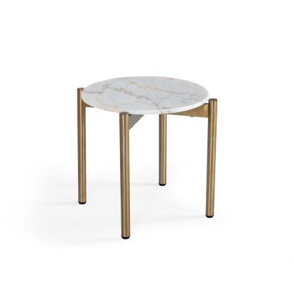 LA Furniture Denzel White Marble + Gold End Table VGGMM-ET-1581-WHT-ET Contemporary Style by Vig Furnitrue Number 79103 Catch Home Goods