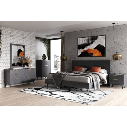 LA Furniture Diana Eastern King Modern Grey Ash Bed VGMABR-132-BED-EK Contemporary Style by Vig Furnitrue Number 80511 Catch Home Goods