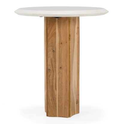 LA Furniture Dillinger Modern White Marble + Mango Wood End Table VGBR-ART-82403 Contemporary Style by Vig Furnitrue Number 85721 Catch Home Goods