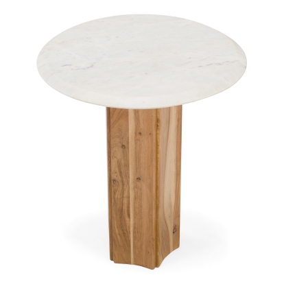 LA Furniture Dillinger Modern White Marble + Mango Wood End Table VGBR-ART-82403 Contemporary Style by Vig Furnitrue Number 85721 Catch Home Goods