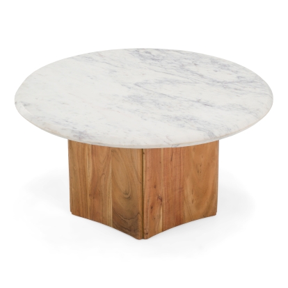 LA Furniture Dillinger Modern White Marble + Mango Wood Coffee Table VGBR-ART-82404 Contemporary Style by Vig Furnitrue Number 85722 Catch Home Goods