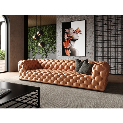 LA Furniture Dexter Transitional Camel Full Italian Leather Tufted Sofa VGEV-114-BR-S Contemporary Style by Vig Furnitrue Number 79815 Catch Home Goods