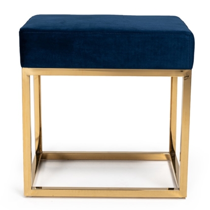 LA Furniture Downey Modern Blue Velvet & Gold Stool Ottoman VGFH-FDC8016-BLU Contemporary Style by Vig Furnitrue Number 75151 Catch Home Goods