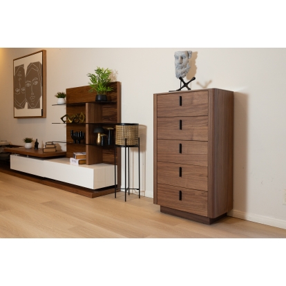 LA Furniture Chelton- Contemporary Walnut and White Ceramic Chest VGHB-402W-CT Contemporary Style by Vig Furnitrue Number 79552 Catch Home Goods