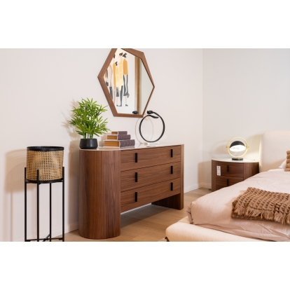 LA Furniture Chelton Contemporary White Ceramic & Walnut Dresser VGHB351C-WAL-DRS Contemporary Style by Vig Furnitrue Number 78525 Catch Home Goods