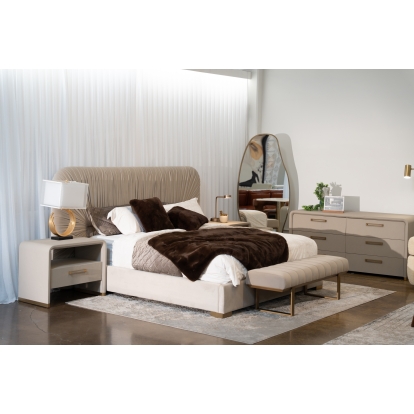 LA Furniture Florence Modern Beige Velvet + Gold Bed VGVC-BD2410-BED Contemporary Style by Vig Furnitrue Number 82783|82674 Catch Home Goods
