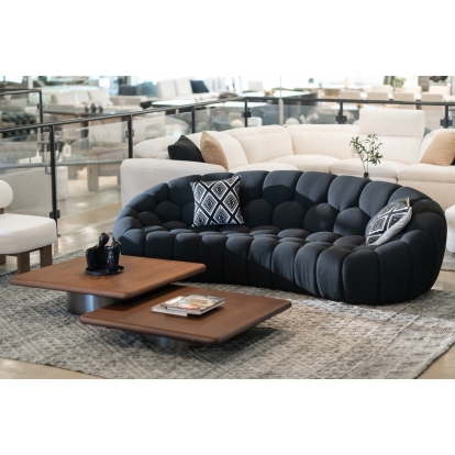 LA Furniture Yolonda Modern Curved Black Fabric Sofa VGEV-2126C-SOFA-BLK Contemporary Style by Vig Furnitrue Number 81086 Catch Home Goods