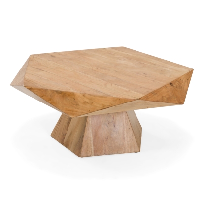 LA Furniture Duffy Modern Acacia Pentagon Coffee Table VGBR-ART-82627 Contemporary Style by Vig Furnitrue Number 85724 Catch Home Goods