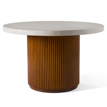 LA Furniture Duncan Modern Faux Concrete + Walnut Round Dining Table VGMC-GF-1C008 Contemporary Style by Vig Furnitrue Number 81551 Catch Home Goods