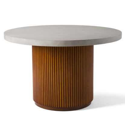 LA Furniture Duncan Modern Faux Concrete + Walnut Round Dining Table VGMC-GF-1C008 Contemporary Style by Vig Furnitrue Number 81551 Catch Home Goods