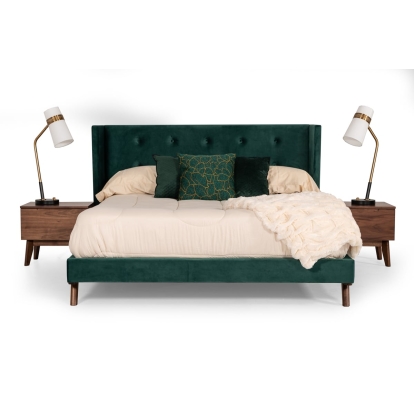 LA Furniture Eastern King Durango Modern Green Fabric & Walnut Bed VGMABR-83-EK Contemporary Style by Vig Furnitrue Number 75775 Catch Home Goods