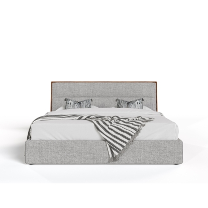 LA Furniture Dustin Modern Grey Fabric & Walnut Trimmed Bed VGMABR-99-BED Contemporary Style by Vig Furnitrue Number 77543|77542 Catch Home Goods