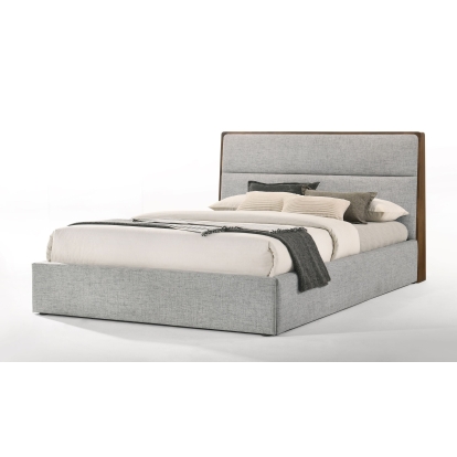 LA Furniture Dustin QueenModern Grey Fabric & Walnut Trimmed Bed VGMABR-99-BED-Q Contemporary Style by Vig Furnitrue Number 77543 Catch Home Goods