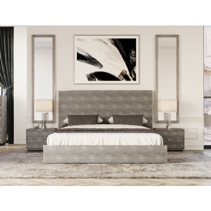 LA Furniture Dynasty Modern Shagreen Queen Bed VGVCBD2108-GRY-BED-Q Contemporary Style by Vig Furnitrue Number 80464 Catch Home Goods