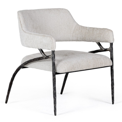 LA Furniture Ector Modern Off-White Fabric + Forged Metal Accent Chair VGMY-2915-OFF Contemporary Style by Vig Furnitrue Number 81816 Catch Home Goods