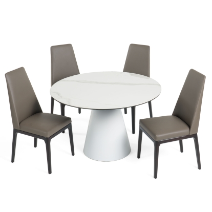 LA Furniture Edith Modern Round White Ceramic Dining Table VGNSGD8744-W-DT Contemporary Style by Vig Furnitrue Number 80332 Catch Home Goods