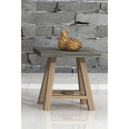 LA Furniture Civic Modern Concrete & Acacia End Table VGNXEFFECT08-END Contemporary Style by Vig Furnitrue Number 72497 Catch Home Goods