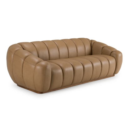 LA Furniture Ekwok Modern Tan Leather Sofa VGMB-24123-SOFA-TOAST Contemporary Style by Vig Furnitrue Number 83356 Catch Home Goods