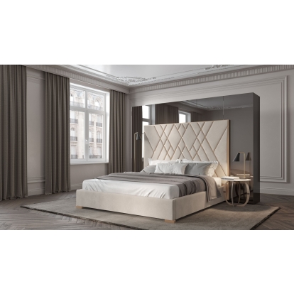 LA Furniture Eldora Queen Glam Beige Velvet and Brushed Brass Bed VGVCBD1900-19-Q Contemporary Style by Vig Furnitrue Number 78820 Catch Home Goods