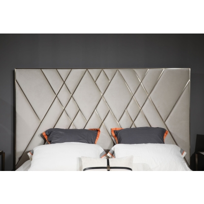 LA Furniture Eldora Glam Beige Velvet and Brushed Brass Bed VGVCBD1900-19 Contemporary Style by Vig Furnitrue Number 78820|76858|80575 Catch Home Goods