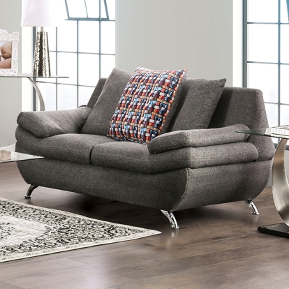Furniture Of America Sarnen Contemporary Dark Gray Loveseat Model EM6721DG-LV