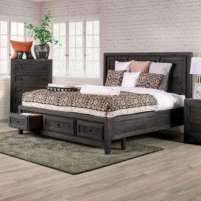 Furniture Of America Oakridge Rustic Charcoal Bed Model EM7074DG-E.King Bed
