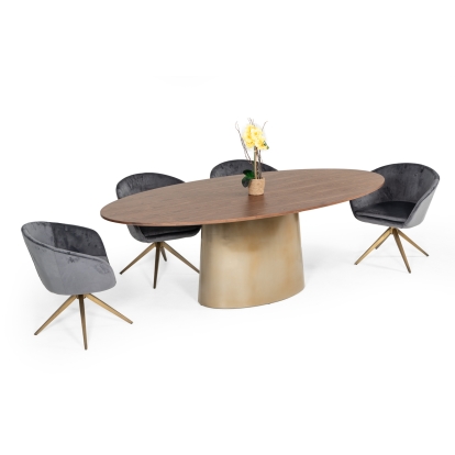 LA Furniture Yara Modern Grey Velvet & Bronze Dining Chair VGHR3397-GRY Contemporary Style by Vig Furnitrue Number 74690 Catch Home Goods