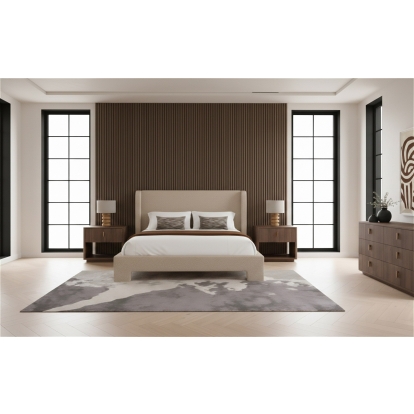 LA Furniture Emilio + Roma Modern Beige Fabric + Walnut 4-Piece Bedroom Set VGMA-BR-177-ROMA-SET-WAL Contemporary Style by Vig Furnitrue Number 86281|86282 Catch Home Goods
