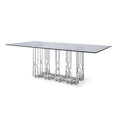 LA Furniture Ericson Modern Glass & Stainless Steel Dining Table VGVCT1980-22-GRY-DT Contemporary Style by Vig Furnitrue Number 76869 Catch Home Goods