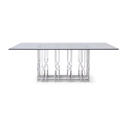 LA Furniture Ericson Modern Glass & Stainless Steel Dining Table VGVCT1980-22-GRY-DT Contemporary Style by Vig Furnitrue Number 76869 Catch Home Goods