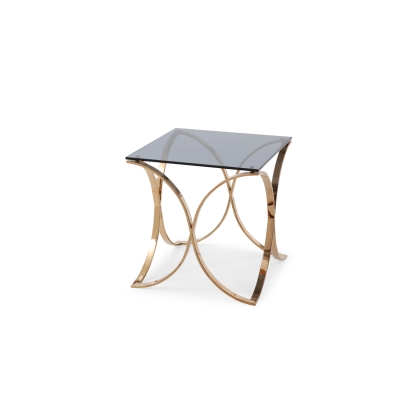 LA Furniture Reklaw Modern Smoked Glass & Rosegold End Table VGVCET836 Contemporary Style by Vig Furnitrue Number 74642 Catch Home Goods