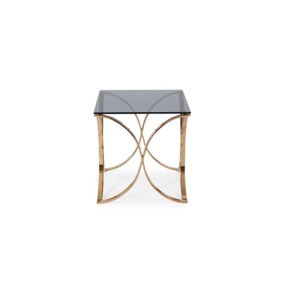 LA Furniture Reklaw Modern Smoked Glass & Rosegold End Table VGVCET836 Contemporary Style by Vig Furnitrue Number 74642 Catch Home Goods
