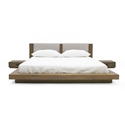 LA Furniture Queen Fantasia Contemporary Walnut & Grey Bed with Two Nightstands VGWDHL-W01-01-BED-2NS-LTWLT-Q Contemporary Style by Vig Furnitrue Number 78217 Catch Home Goods