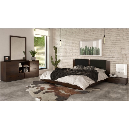 LA Furniture Fantasia Contemporary Dark Walnut and Dark Grey Bed VGWDHL-W01-01-BED Contemporary Style by Vig Furnitrue Number 77206 Catch Home Goods