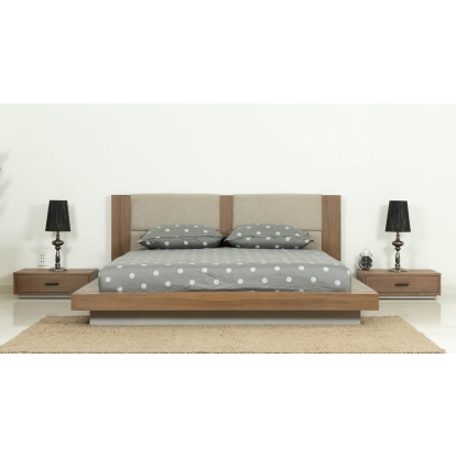 LA Furniture Eastern King Fantasia Contemporary Walnut & Grey Bed with Two Nightstands VGWDHL-W01-01-BED-2NS-LTWLT-EK Contemporary Style by Vig Furnitrue Number 78218 Catch Home Goods