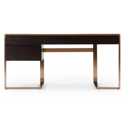 LA Furniture Modern Fauna Wenge and Brass Desk VGBB-BN-2DK-DWB-DESK Contemporary Style by Vig Furnitrue Number 79842 Catch Home Goods