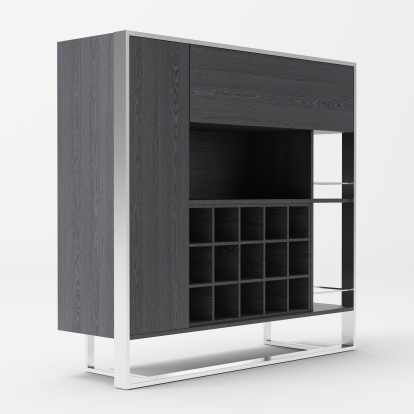 LA Furniture Fauna Elm Grey & Stainless Steel Wine Cabinet VGBBBN-2W-CAB Contemporary Style by Vig Furnitrue Number 77973 Catch Home Goods