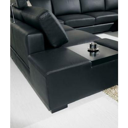 LA Furniture T35 Modern Black Genuine Leather Sectional Sofa with Light VGYI-T35-2-HL Contemporary Style by Vig Furnitrue Number 13055 Catch Home Goods