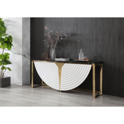 LA Furniture Flavio Gold + Marble Console Table VGVCK1896-WHT-CT Contemporary Style by Vig Furnitrue Number 78529 Catch Home Goods