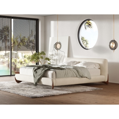 LA Furniture Fleury Contemporary Cream Fabric and Walnut Bedroom Set VGCS-21073-BED-SET Contemporary Style by Vig Furnitrue Number 80226|80227 Catch Home Goods