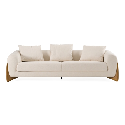 LA Furniture Fleury Contemporary Cream Fabric and Walnut Sofa VGCS-21073-SO Contemporary Style by Vig Furnitrue Number 79646 Catch Home Goods