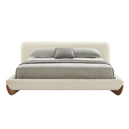 LA Furniture Fleury Contemporary Cream Fabric and Walnut Bed VGCS-21073-BED Contemporary Style by Vig Furnitrue Number 79644|80038 Catch Home Goods