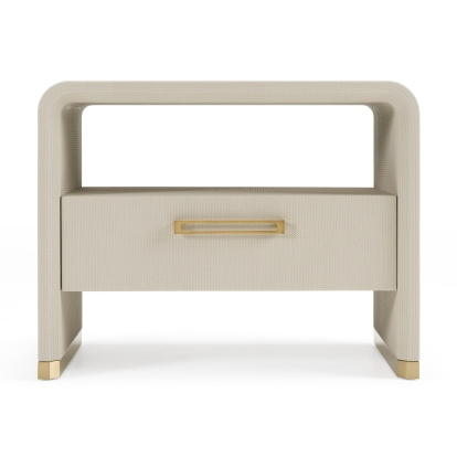 LA Furniture Florence Modern Beige Leatherette + Gold Nightstand VGVC-N2410 Contemporary Style by Vig Furnitrue Number 82675 Catch Home Goods